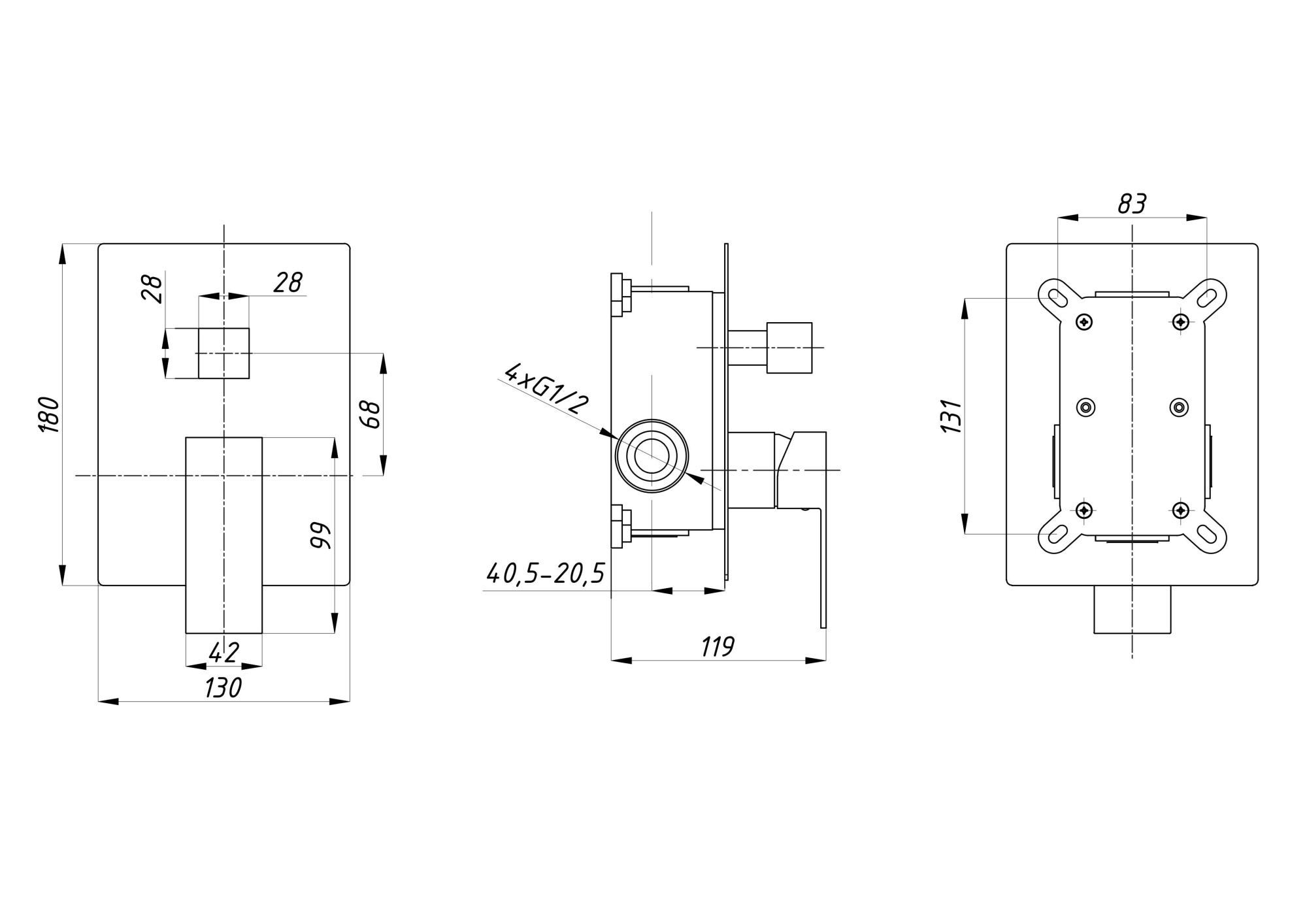 Душевая система с тропическим душем ПСМ-CB-02 встраиваемая тип См-ДшОРЗШтШл