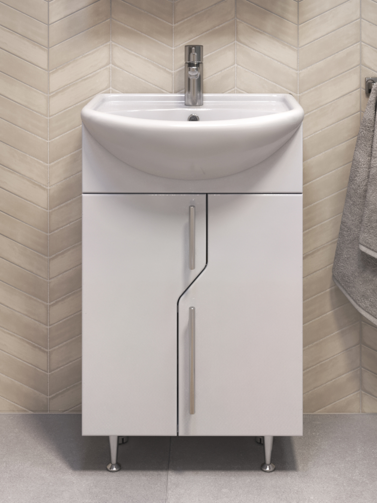 Тумба Turin 55, напольная, 2 дв., белая (под раковину Уют 55) VIGO