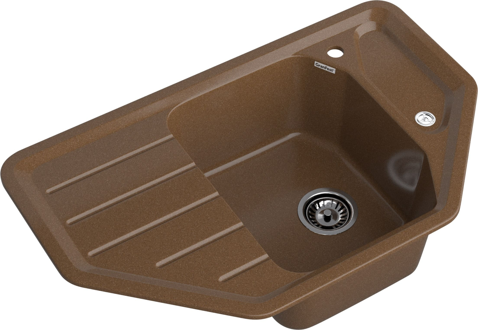 GRANFEST Мойка композит CORNER  GF-C--800E угловая 800*500мм  терракот арт.GF-