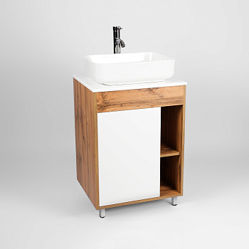 Тумба под раковину VIANT БОСТОН 56 напольная дуб вотан/белый (VBOS56N-T1ST)