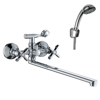 RS42 Смеситель для ванны, круг.пов.излив 350мм, р/ДВ, хром, ROS, RS42-80