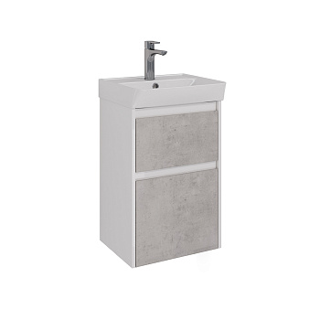 Тумба Lemark COMBI 45 см под 1 раковину, подвесная/напольная, 2 ящика, цвет фасада: Бетон, цвет корп