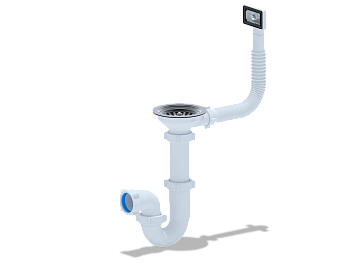 Сифон Ани 3 1/2"*40 прямоточный с переливом мойки, ANI PLAST