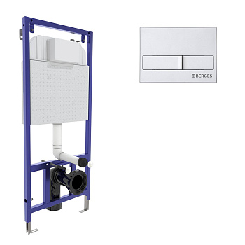 Инсталляция  для скрытого монтажа NOVUM L2 с кнопкой хром матовый, BERGES