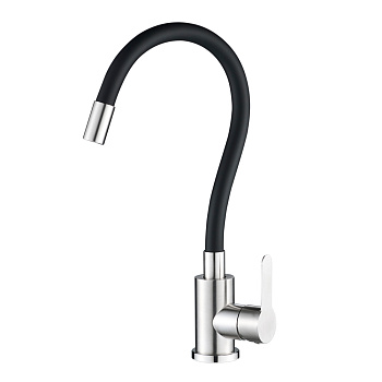 Смеситель для кухни из нержавеющей стали с гибким изливом, черный, EKO, EKO05-140