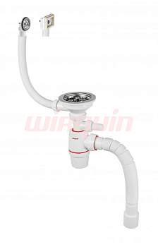 Сифон WIRQUIN NEO с нержавеющей чашкой Ø114 мм, с отводом для стиральной или посудомоечной машины, с
