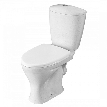 Унитаз-компакт "Версия" наклонный выпуск, с кнопочной арматурой и сиденьем, крап на белом  SANTERI