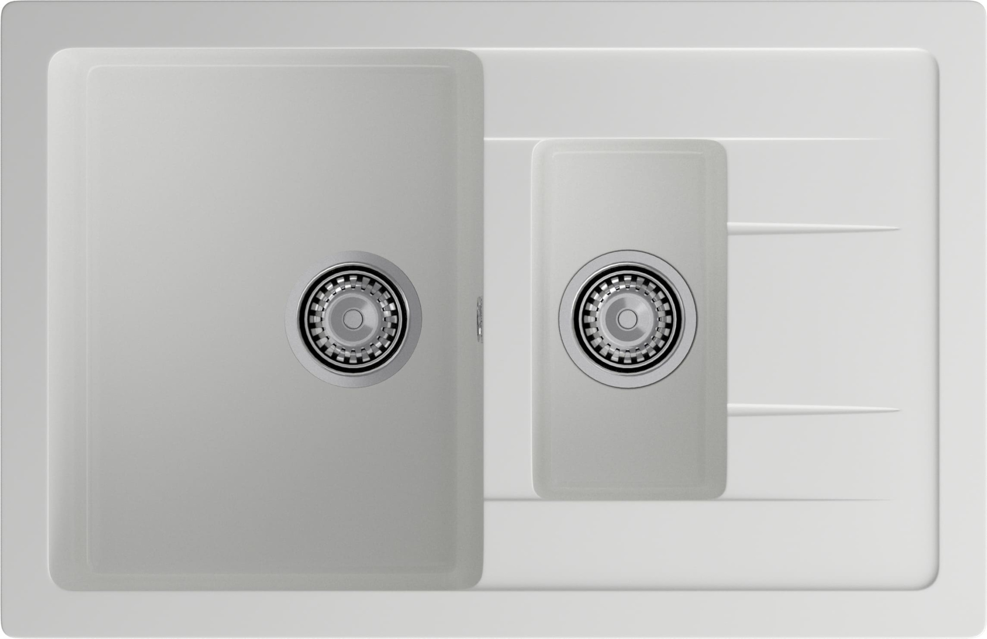 GRANFEST Мойка композит QUADRO GF-Q--775KL 1.5-чаш+крыло 775*500мм   иней арт.GF-