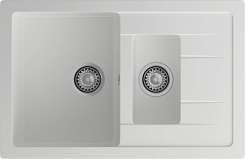 GRANFEST Мойка композит QUADRO GF-Q--775KL 1.5-чаш+крыло 775*500мм   иней арт.GF-