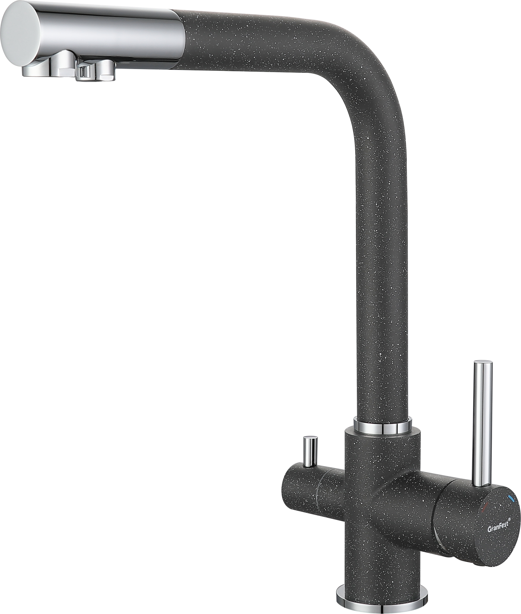 GF Смеситель для кухни, Г-обр. D-35мм с краном питьевой воды (графит)