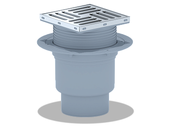 Трап верт. рег. выпуск 110 с решеткой 15х15 нержавеющая сталь, ANI PLAST