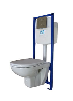 Унитаз «Элеганс» подвесной с сиденьем, инсталляция DI с хром панелью (2 кнопки),ROSA