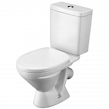 ЛИГА Унитаз-компакт, косой выпуск, 2-х режимная арматура, сиденье полипропилен, САНТЕК 