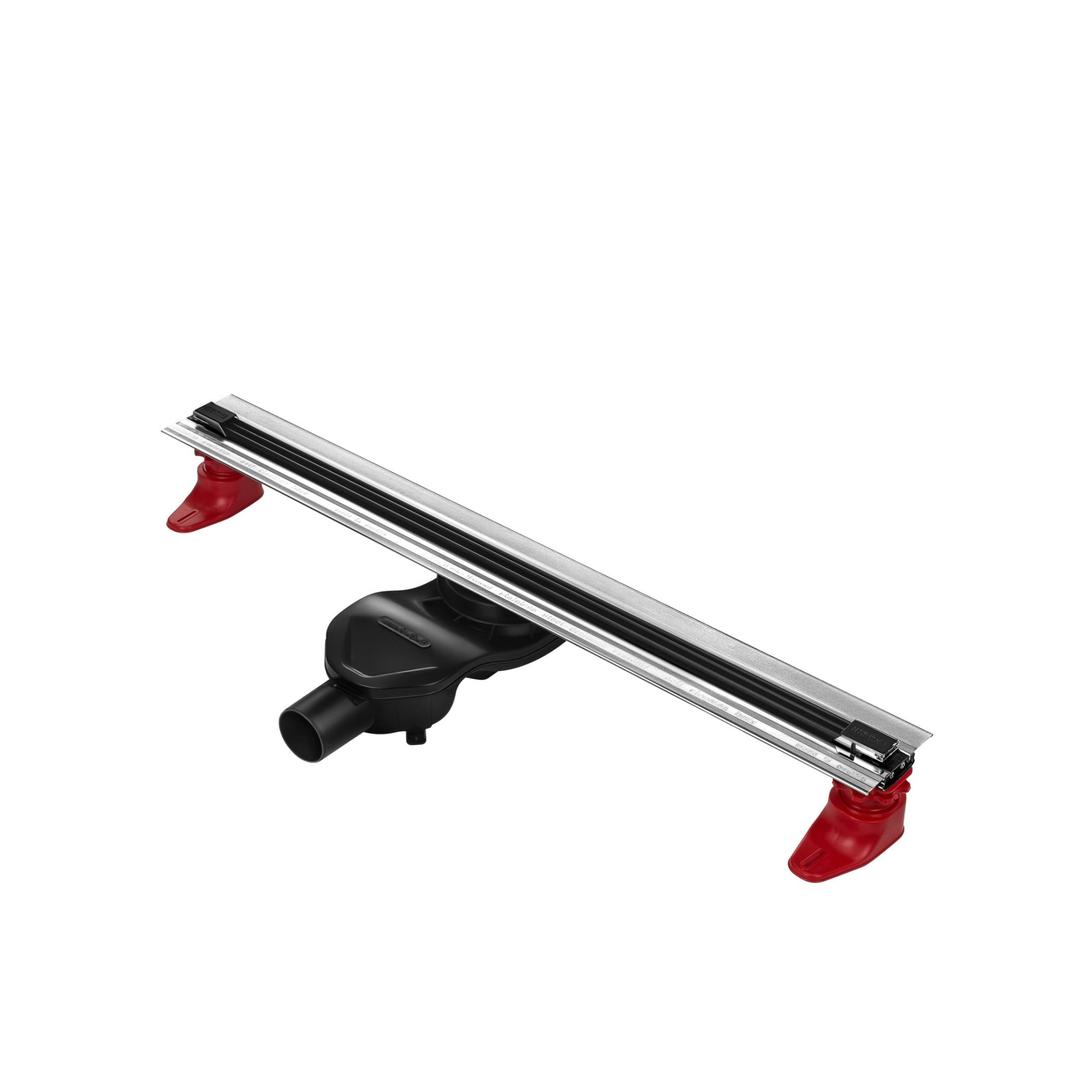 Желоб водосток напольный SUPER Slim 800 нержавеющая сталь, решетка  матовый черный, S-сифон D50 боко