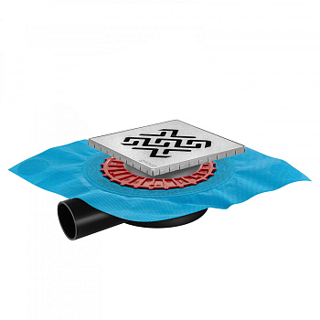 Трап водосток ZENTRUM Antik 150х150, матовый хром, выпуск D50 H65 боковой, BERGES