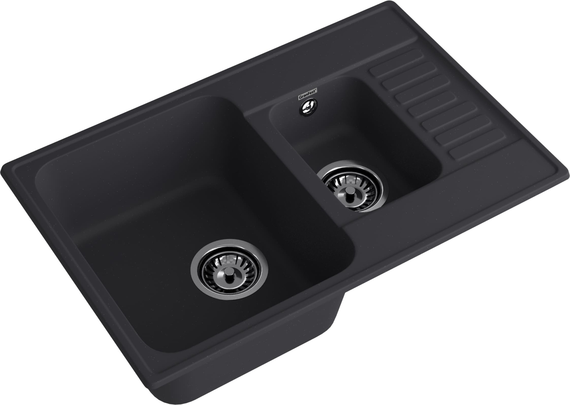 GranFest QUARZ (ECO-21К) Мойка 1.5-чаш+кр. 740*480 (черный)