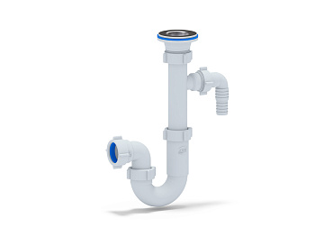 Сифон для раковины АНИ Пласт DB1300 1 1/4 дюйма 32 прямоточный с отводом для стиральной машины