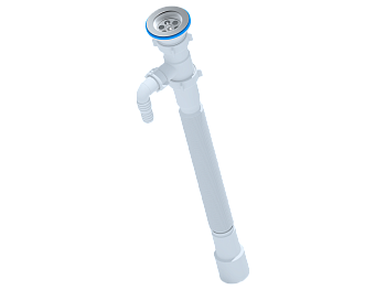 ANI Сифон гофрированный 1 1/2"*40/50мм., удлиненный с отводом для стиральной машины (длина мин-800мм