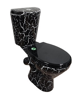 ЭЛЕГАНТ Унитаз-компакт косой вып., ниж.. подв., с арм. и сид. "Уклад", кракелюр черный. ROSA