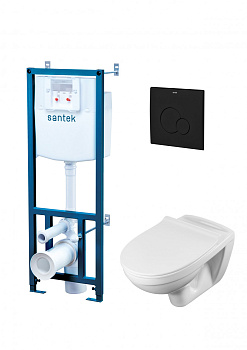 ПЭК БОРЕАЛЬ (подвес. унитаз с тонким сиденьем, инсталляция, панель черн. матт),САНТЕК