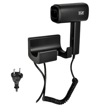 Фен для волос настенный PUFF-1601Вl черный матовый, 1,6 кВт (1405.012)