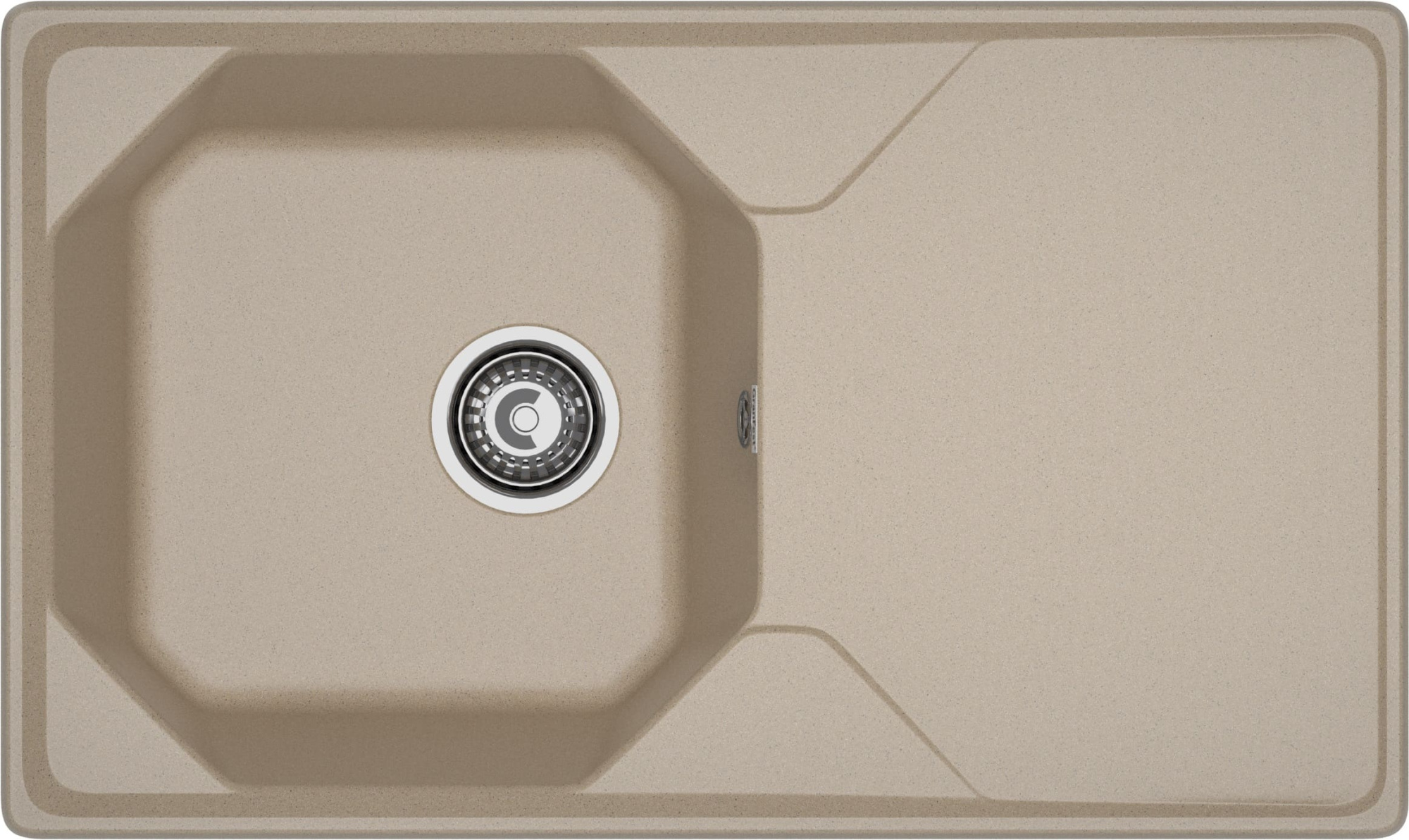 GRANFEST Мойка композит UNIQUE, GF-U-840L, чаш+кр 840*500, песочный