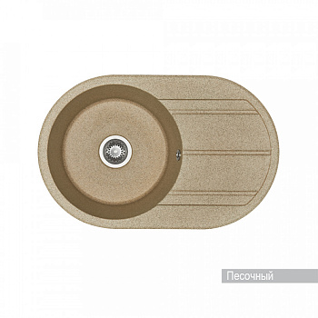 Мойка для кухни  Амира  780x500x211 мм, круглая с крылом, песочный