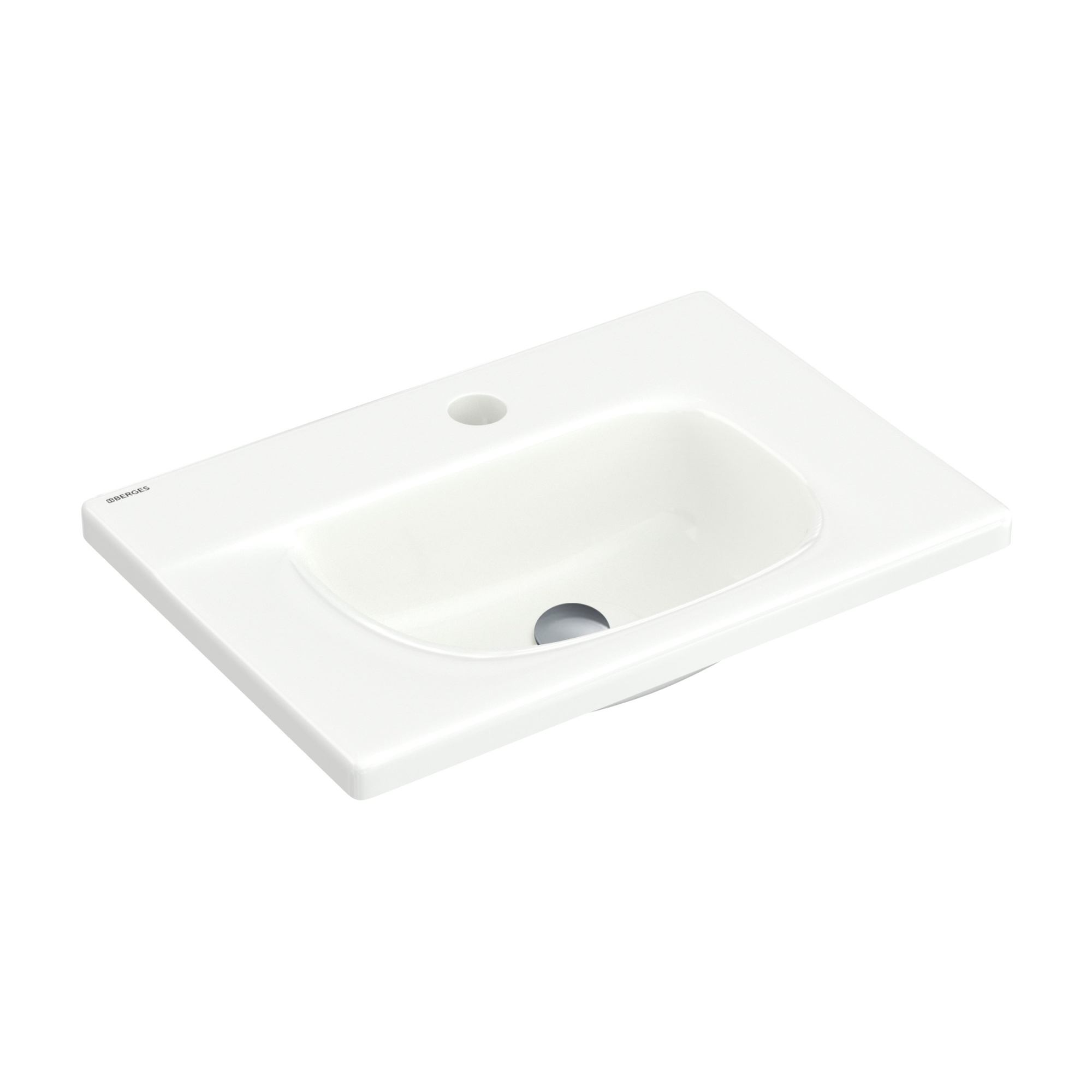 Раковина Small, встраиваемая, 45х31 см, прямоугольная, белый глянец, BERGES