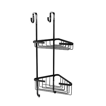 Полка для душевой кабины угловая Fixsen двухэтажная черная латунь FX-853B-2