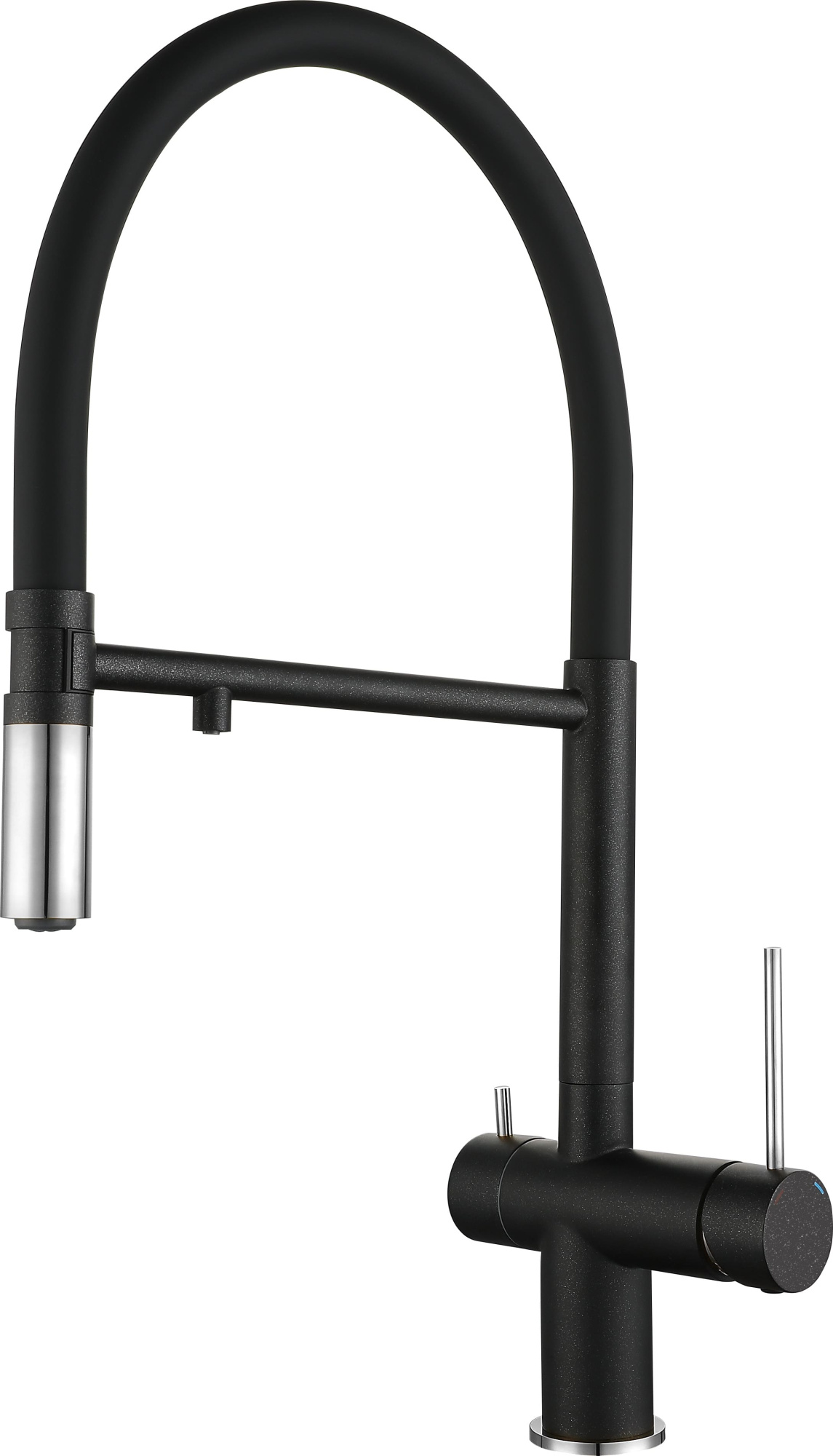 Смеситель для кухни RIVELATO Adria гибкий излив с краном питьевой воды антрацит хром (1523517 antracite cromo)