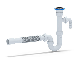 Сифон Ани 1 1/4*32 прямоточный с отв. для с/м и г/т 32*32/40, ANI PLAST