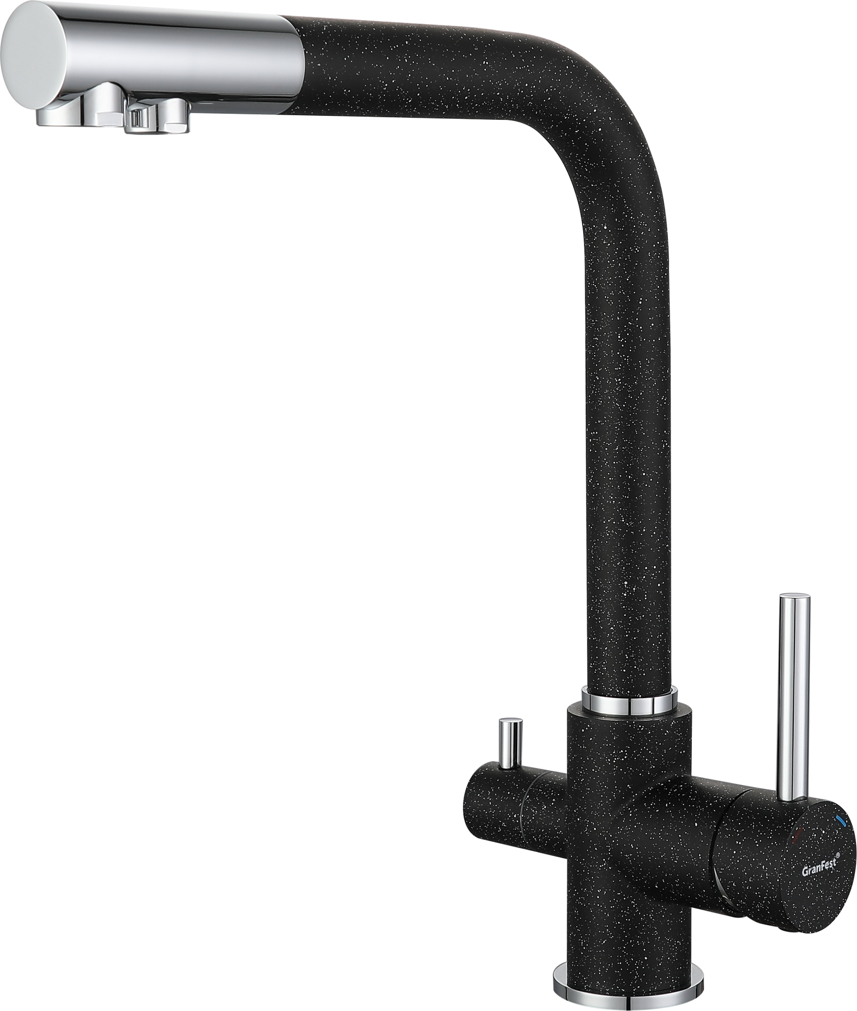 GF Смеситель для кухни, Г-обр. D-35мм с краном питьевой воды (черный)