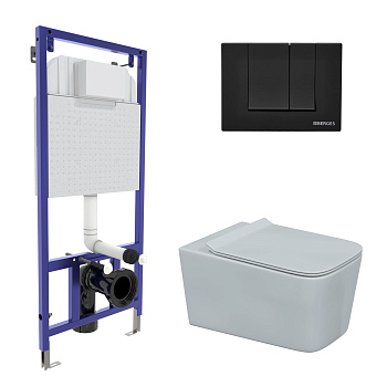 Комплект для монтажа  подвесного унитаза: инсталляция NOVUM525, кнопка S5 Soft Touch черная, унитаз 