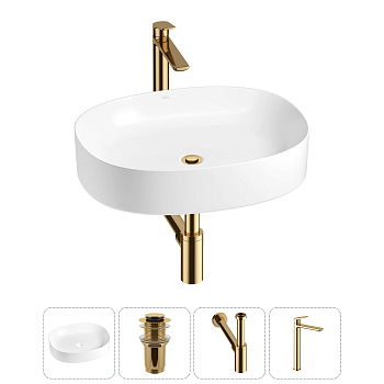 Накладная раковина для ванной комнаты Wellsee Belle Spa 2.0 20212559R в наборе 4 в 1: раковина белый