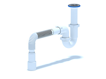 Сифон для мойки АНИ Пласт D0515 1 1/2 дюйма 40 прямоточный с гибкой трубой 40х40/50