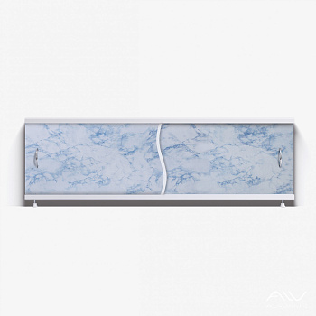 ПРЕМЬЕР Экран для ванны 150 см, полистирол,(серо-синий мрамор-041), ALAVANN