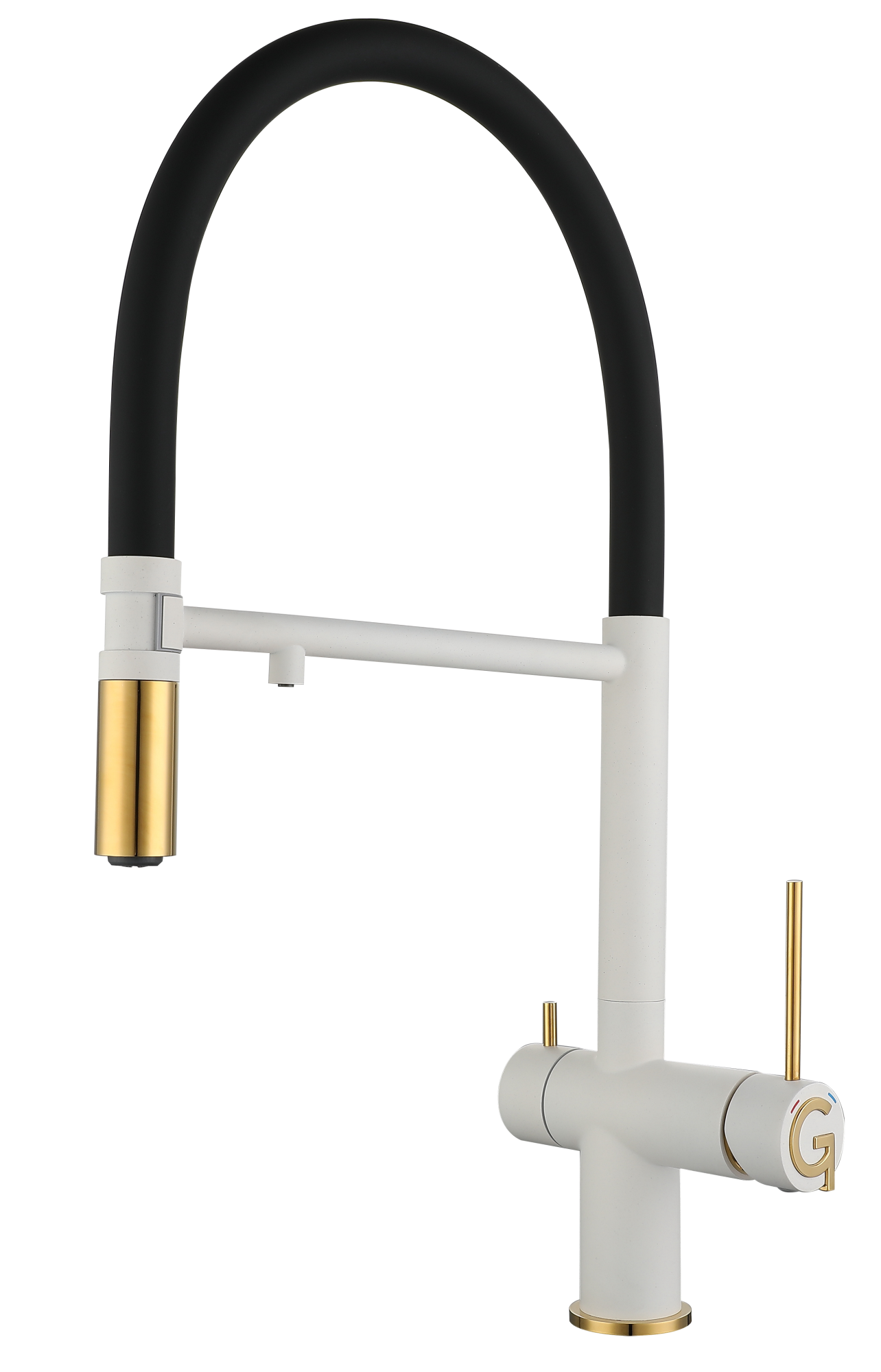 Смеситель для кухни RIVELATO Adria гибкий излив с краном питьевой воды иней золото (1523517 brina oro)