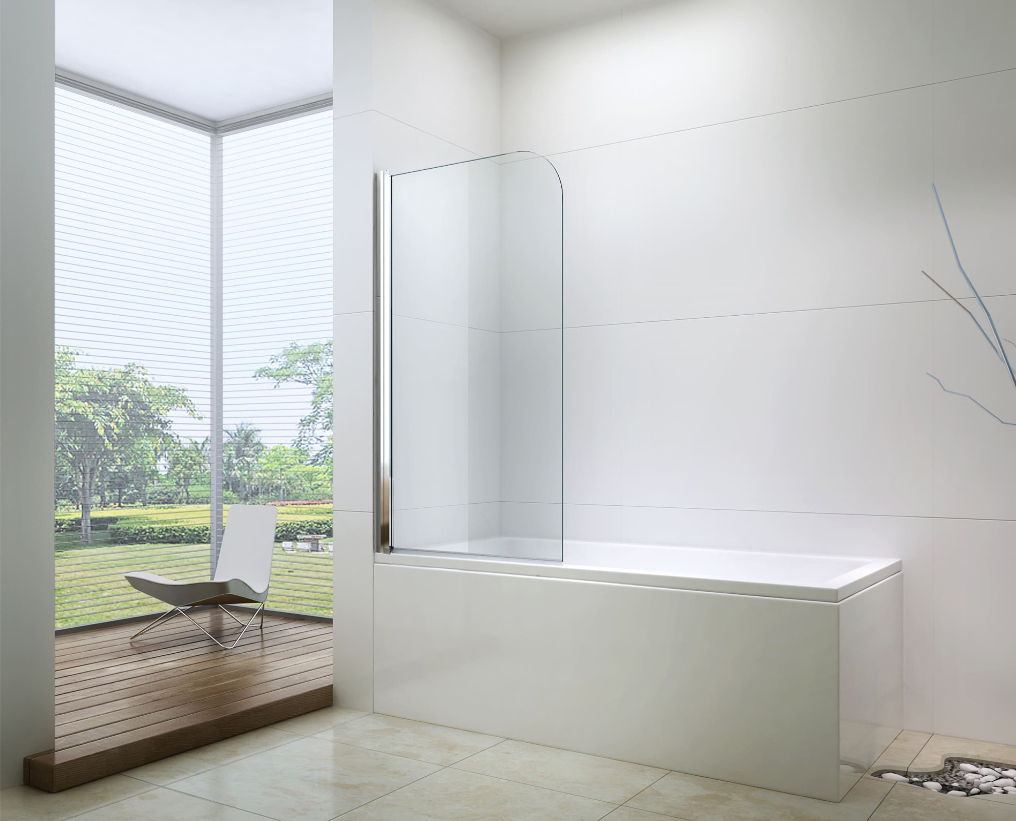 Душевая шторка BERGES RIVER 2.0 800x1400 прозрачное стекло 5мм, профиль хром, BERGES