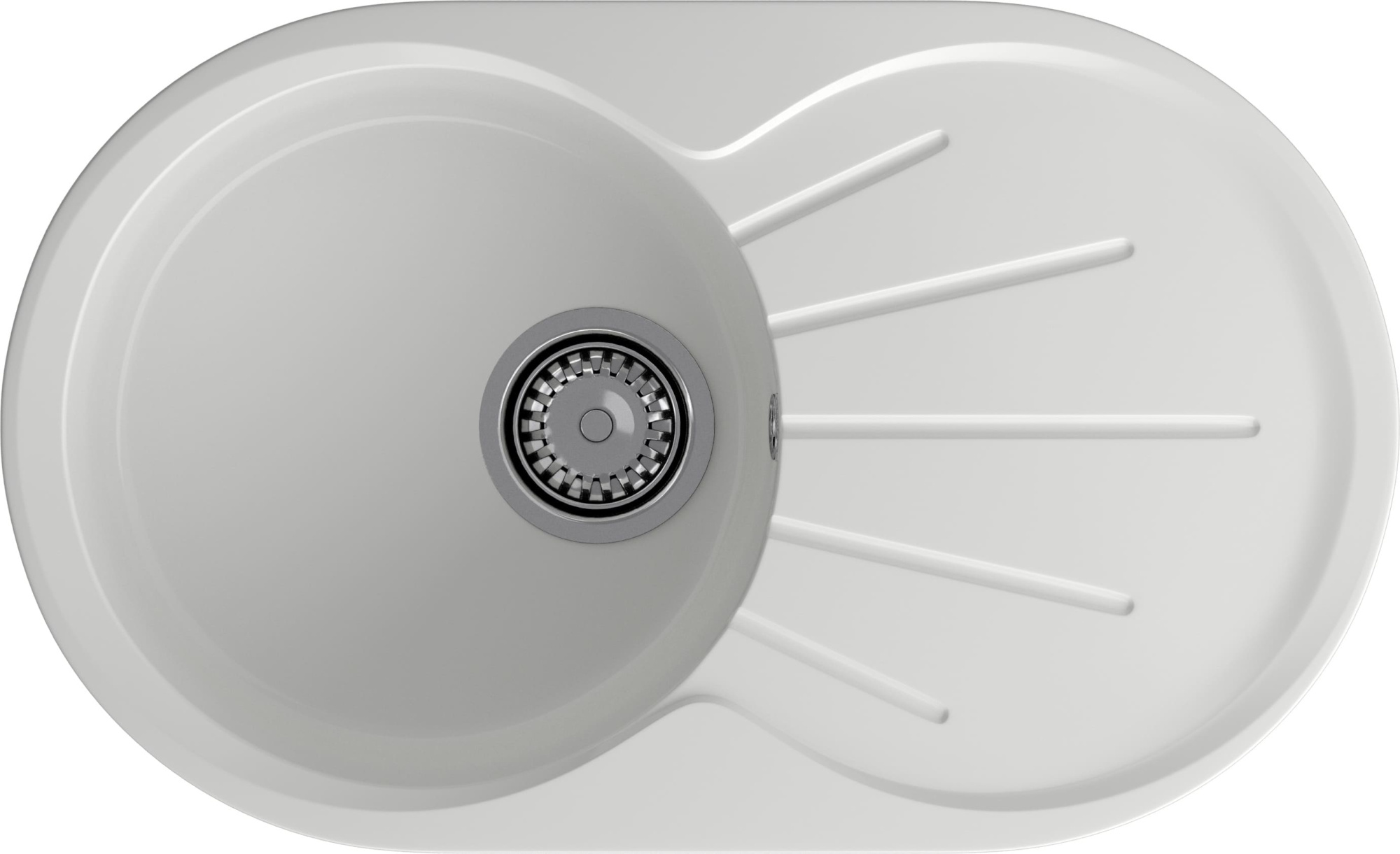 GRANFEST Мойка композит RONDO GF-R--750L  чаша с крылом 750*460мм   иней арт.GF-