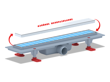 Трап душевой TLQ1045, решётка МОЛ под плитку 450х62 мм. матовая, сухой затвор