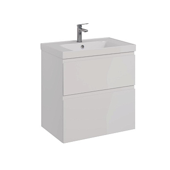 Тумба Lemark VEON 60 см под 1 раковину, подвесная/напольная, 2 ящика, цвет корпуса, фасада: Белый гл
