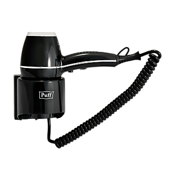 Фен для волос настенный PUFF-1800Вl черный, 1,8 кВт (0405.012)