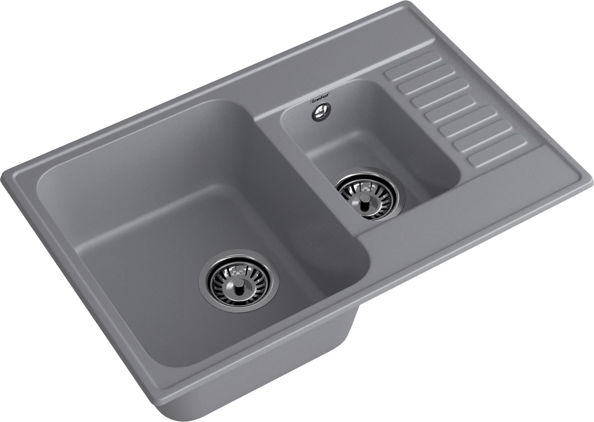 GranFest QUARZ (ECO-21К) Мойка 1,5-чаш+кр 740*480 (темно-серый)