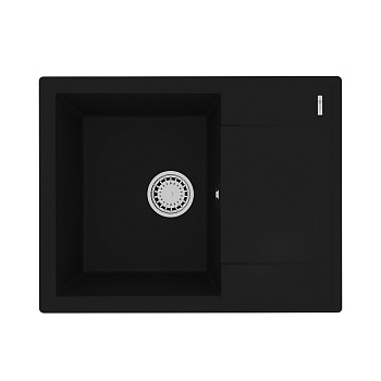 Кухонная мойка Lemark IMANDRA 640 врезная прямоугольная с крылом из кварцгранита, Антрацит 