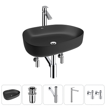 Накладная раковина для ванной комнаты Wellsee Belle Spa 3.0 20212742R в наборе 5 в 1: раковина матов