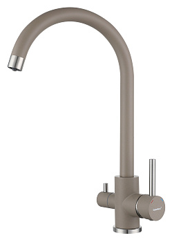 GRANFEST QUARZ  Смеситель для кухни U-обр. с краном питьевой воды D-35мм (песочный) 
