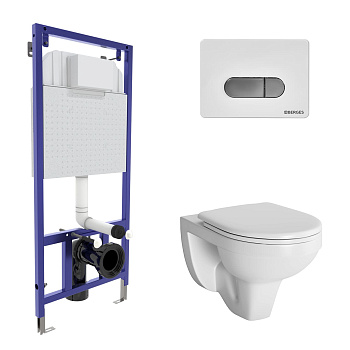 Комплект для монтажа подвесного унитаза GAMMA: инсталляция NOVUM525, кнопка D7, унитаз  с сиденьем G