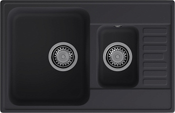 GranFest QUARZ (ECO-21К) Мойка 1.5-чаш+кр. 740*480 (черный)