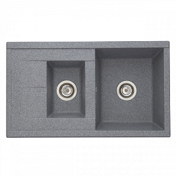 Мойка для кухни  Делия 87 870x510x218 мм, прямоуг. с крылом и доп. чашей, серый