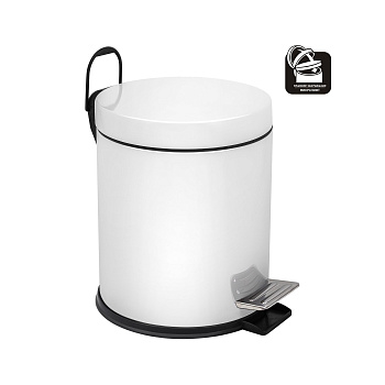 Ведро-контейнер для мусора с педалью 5 л, микролифт, белое,  BERGES